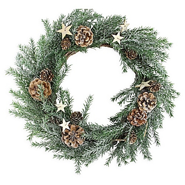 Northlight Holiday Moments 13.5-Inch Pinecones and Stars Wreath. View a larger version of this product image.