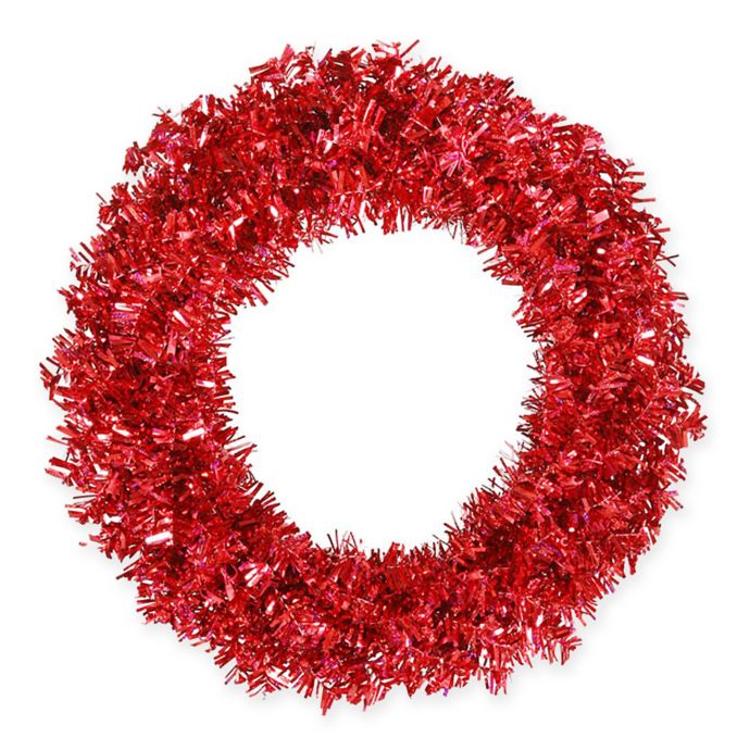 Vickerman 36-Inch Wide Tinsel Pre-Lit Artificial Christmas Wreath | Bed ...