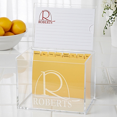 Monogram Elegance Acrylic Recipe Box. View a larger version of this product image.