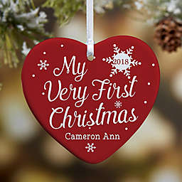 My Very First Christmas 1-Sided Glossy Personalized Heart Ornament