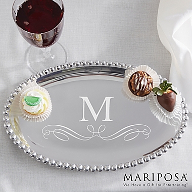 Mariposa&reg; String of Pearls Personalized Oval Tray. View a larger version of this product image.