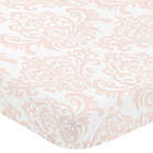Alternate image 1 for Sweet Jojo Designs Amelia Damask Mini Crib Sheet in Pink/White