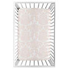 Alternate image 3 for Sweet Jojo Designs Amelia Damask Mini Crib Sheet in Pink/White