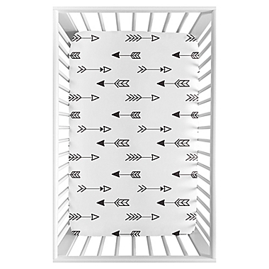 Sweet Jojo Designs&reg; Black and White Fox Arrow Print Mini Crib Sheet. View a larger version of this product image.