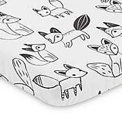 Sweet Jojo Designs&reg; Black and White Fox Mini Crib Sheet