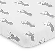 Sweet Jojo Designs&reg; Grey and White Woodland Deer Mini Crib Sheet