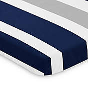 Sweet Jojo Designs Navy and Grey Stripe Mini Crib Sheet