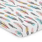 Alternate image 0 for Sweet Jojo Designs&reg; Coral and Turquoise Feather Mini Crib Sheet
