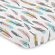 Sweet Jojo Designs&reg; Coral and Turquoise Feather Mini Crib Sheet