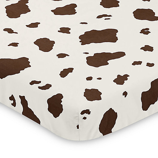 Alternate image 1 for Sweet Jojo Designs Wild West Brown Cow Print Mini Crib Sheet