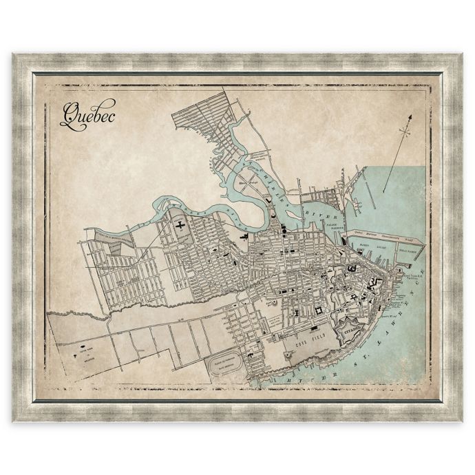 Quebec Heritage Map 34-Inch x 28-Inch Framed Wall Art in ...