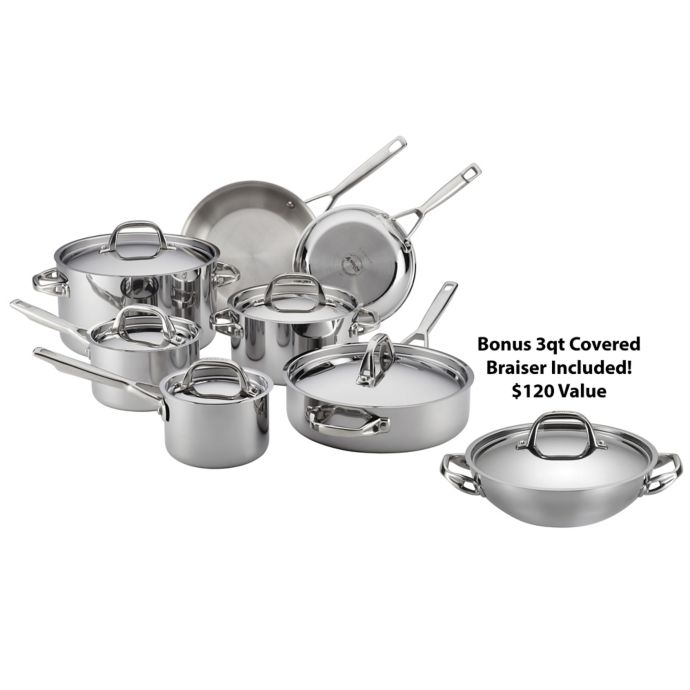Anolon® TriPly Clad Stainless Steel 12Piece Cookware Set Bed Bath