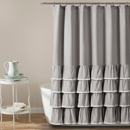 Ella Lace Ruffle Shower Curtain Bed, Ruffle Shower Curtain Ombre