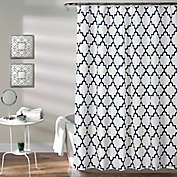 E by design SCGN442BL14 Anchored Navy Blue Geometric Print Shower Curtain