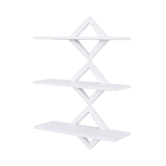 Danya B Diamonds 3 Tier Wall Shelf, White Floating Shelves B Model
