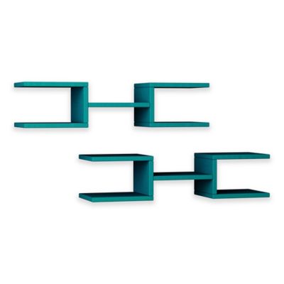 30-Inch x 7-Inch Welby Modern Wall Shelves in Turquoise (Set of 2)