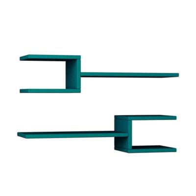 Ada Home Decor Webbs 30-Inch x 7-Inch Modern Wall Shelves in Turquoise (Set of 2)