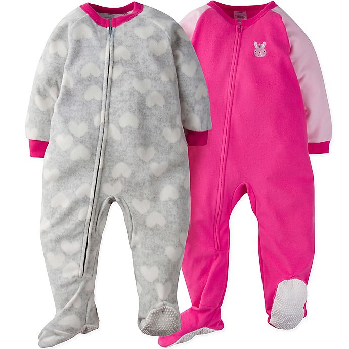 Gerber® 2-Pack Bunny Blanket Sleepers in Grey/Pink | buybuy BABY