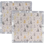 MiracleWare 2-Pack Forest Owl Muslin Security Blankets with Satin Trim in Grey