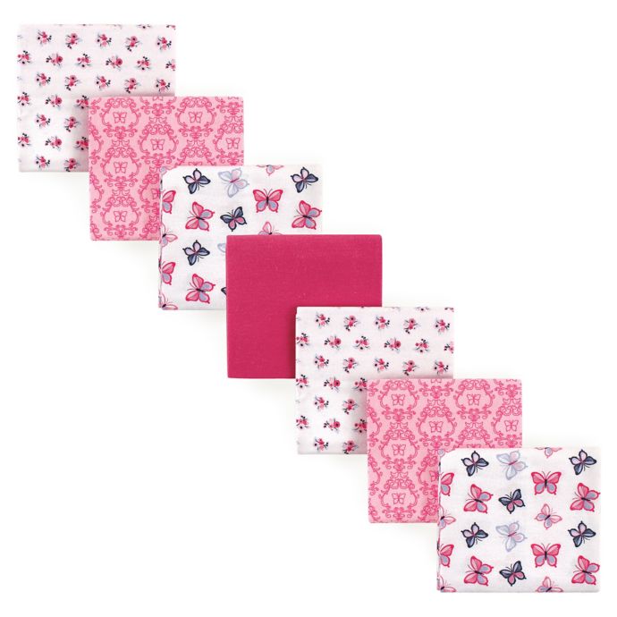 Hudson Baby® 7Pack Butterfly Flannel Receiving Blankets in Pink