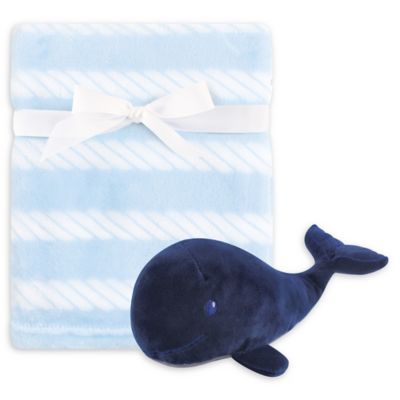 Hudson Baby&reg; 2-Piece Whale Plush Blanket and Toy Set in Blue