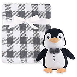 Hudson Baby® 2-Piece Penguin Plush Blanket and Toy Set in Black