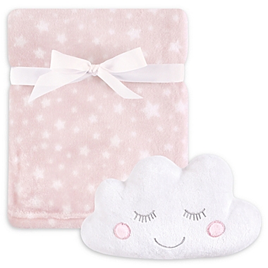 Hudson Baby&reg; 2-Piece Cloud Plush Blanket and Toy Set in Pink. View a larger version of this product image.