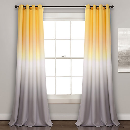 Alternate image 1 for Ombre Fiesta 84-Inch Room Darkening Window Curtain Panels in Yellow (Single)