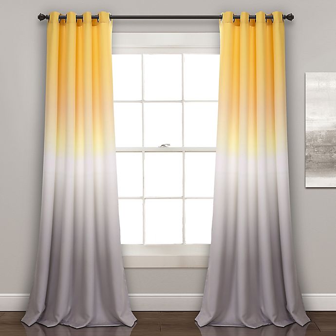 Ombre Fiesta 84 Inch Room Darkening, Grey And Yellow Window Curtains