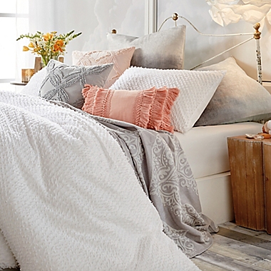 Peri Home Dot Fringe Twin Comforter Set in White. View a larger version of this product image.