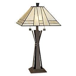 Kathy Ireland Home Citycraft Table Lamp with Art Glass Shade