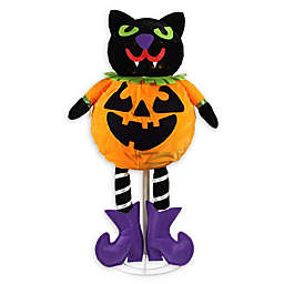 Northlight 35-Inch LED Cat Jack-O-Lantern Halloween Decoration in Orange