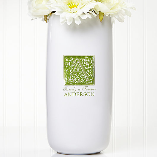 Alternate image 1 for Floral Monogram Ceramic Vase