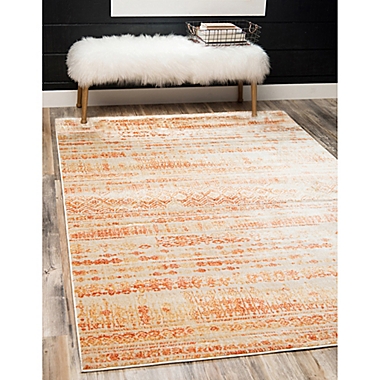 Unique Loom Sardinia Solaris 5&#39; X 8&#39; Powerloomed Area Rug in Orange. View a larger version of this product image.