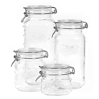 4-Piece Clear Mason Jar Set with Clamp-On Lids. View a larger version of this product image.