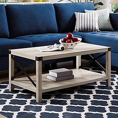 Forest Gate Wheatland Modern Farmhouse Accent Coffee Table in White Oak. View a larger version of this product image.