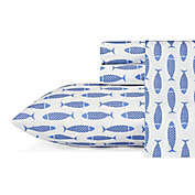 Nautica&reg; Wood Fish Printed King Sheet Set in Blue