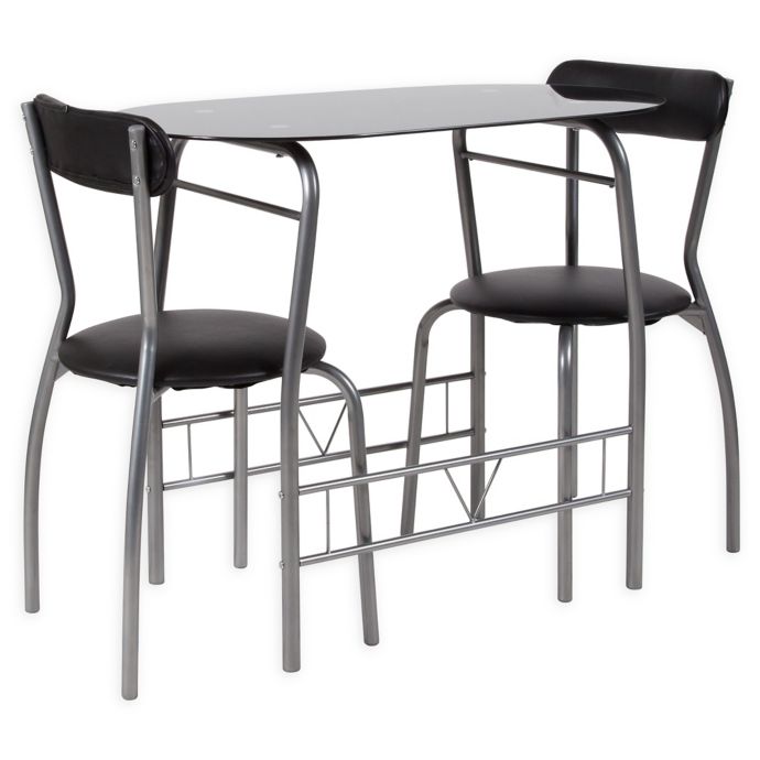 Flash Furniture Sutton 3 Piece Metal And Glass Bistro Set