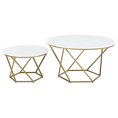 Forest Gate Olivia Modern Geometric Nesting Coffee Table Set in Faux Marble. View a larger version of this product image.