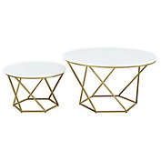 Forest Gate Olivia Modern Geometric Nesting Coffee Table Set in Faux Marble
