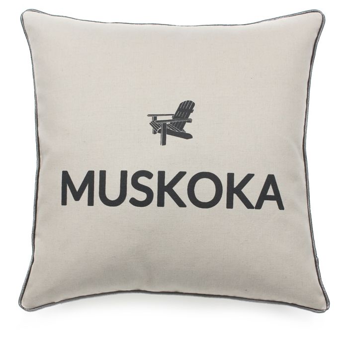 Celebrating Canada Muskoka Throw Pillow in Black/Linen Bed Bath and