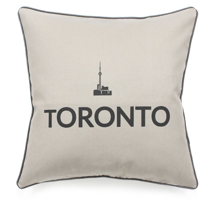 Toronto Square Throw Pillow In Black Linen Bed Bath Beyond