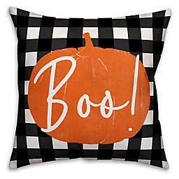 Designs Direct Halloween Boo Buffalo Check Square Throw Pillow