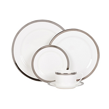Nevaeh&reg; White by Fitz and Floyd&reg; Grand Rim Platinum 5-Piece Place Setting. View a larger version of this product image.