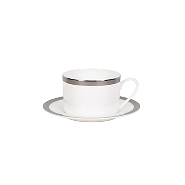 Nevaeh&reg; White by Fitz and Floyd&reg; Grand Rim Platinum Cup and Saucer. View a larger version of this product image.