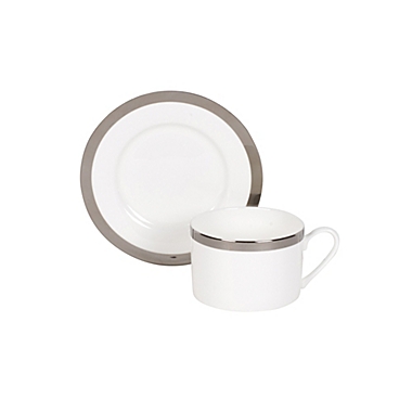 Nevaeh&reg; White by Fitz and Floyd&reg; Grand Rim Platinum Cup and Saucer. View a larger version of this product image.