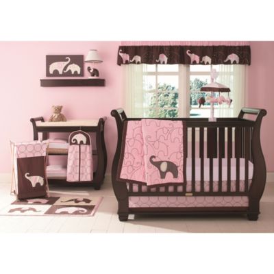 pink elephant crib set