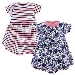 Touched by Nature Size 0-3M 2-Pack Organic Cotton Daisy Dresses in Blue