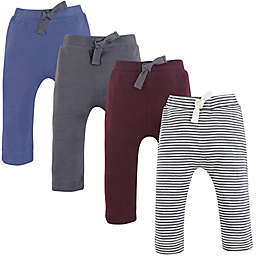 Touched by Nature Size 0-3M 4-Pack Organic Cotton Pants in Blue/Grey/Red