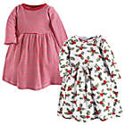 Alternate image 0 for Hudson Baby&reg; Size 3T 2-Pack Holly and Stripes Long Sleeve Dresses in Red